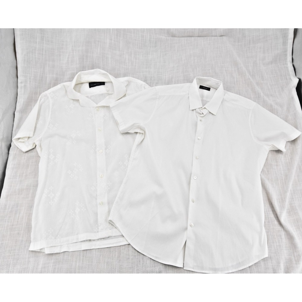 Lot 2 Theory Abercrombie Mens Shirts Size Large L Short Sleeve White Button Down